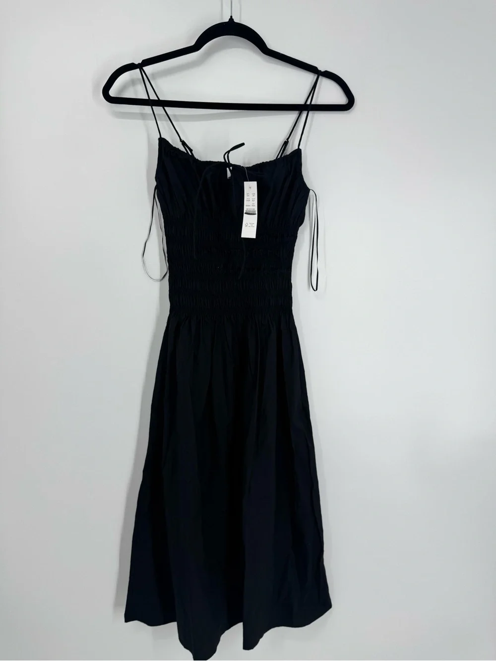 NWT J. Crew Petite Reverie Dress Cotton Poplin Black Smocked Comfy Size PXXS